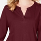 Charter Club Top Feminino Supima Algodão Gola Dividida Vinho Tamanho Pequeno XL