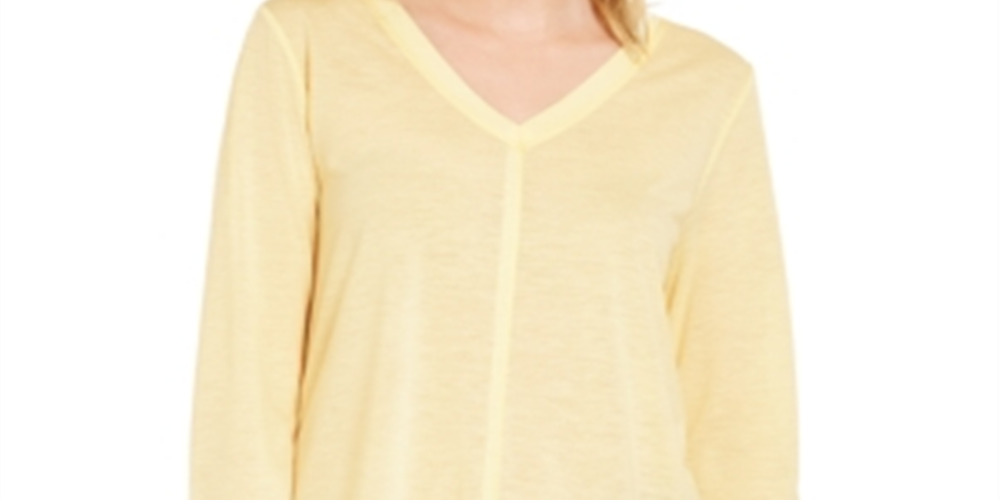 Estilo &amp; Co Feminino Detalhe de Costura Alto Baixo Top Amarelo Tamanho XX-Grande