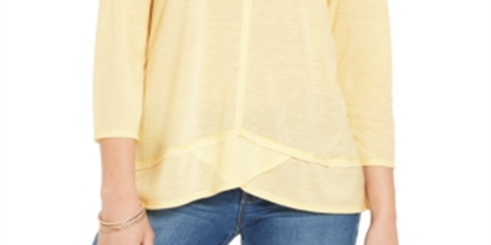 Estilo &amp; Co Feminino Detalhe de Costura Alto Baixo Top Amarelo Tamanho XX-Grande