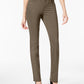 Calça jeans feminina estilo &amp; co com controle de barriga, perna reta e cintura alta, verde, tamanho 2S