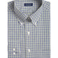 Camisa social masculina xadrez de mangas compridas Club Room, verde oliva/azul marinho, tamanho GG 17