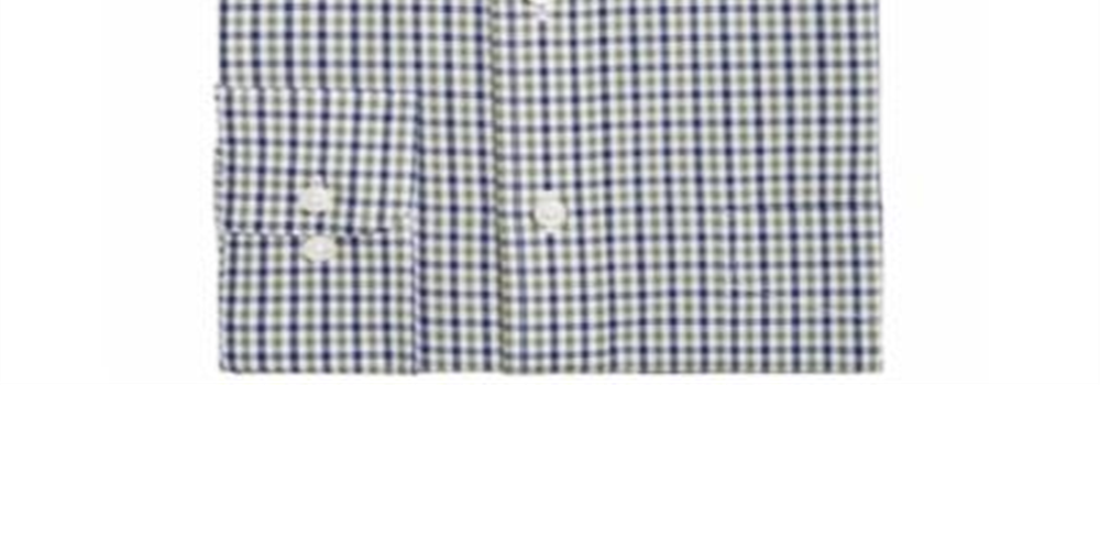 Camisa social masculina xadrez de mangas compridas Club Room, verde oliva/azul marinho, tamanho GG 17