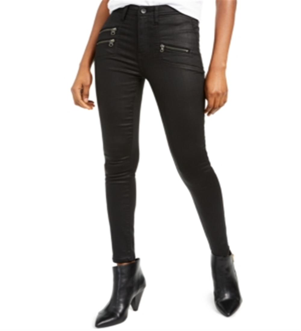 Calça jeans skinny feminina Kendall Kylie com bolso e zíper, preta, tamanho 27