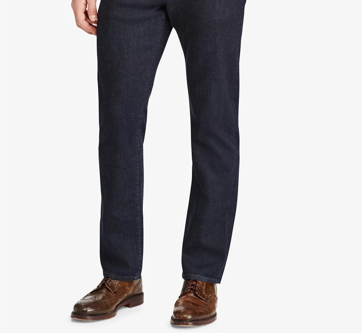 Calça jeans reta masculina Ralph Lauren Prospect Stretch azul marinho tamanho 36x34