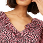 Blusa peplum feminina estampada com decote em V duplo Bar III rosa e preto tamanho 2XS