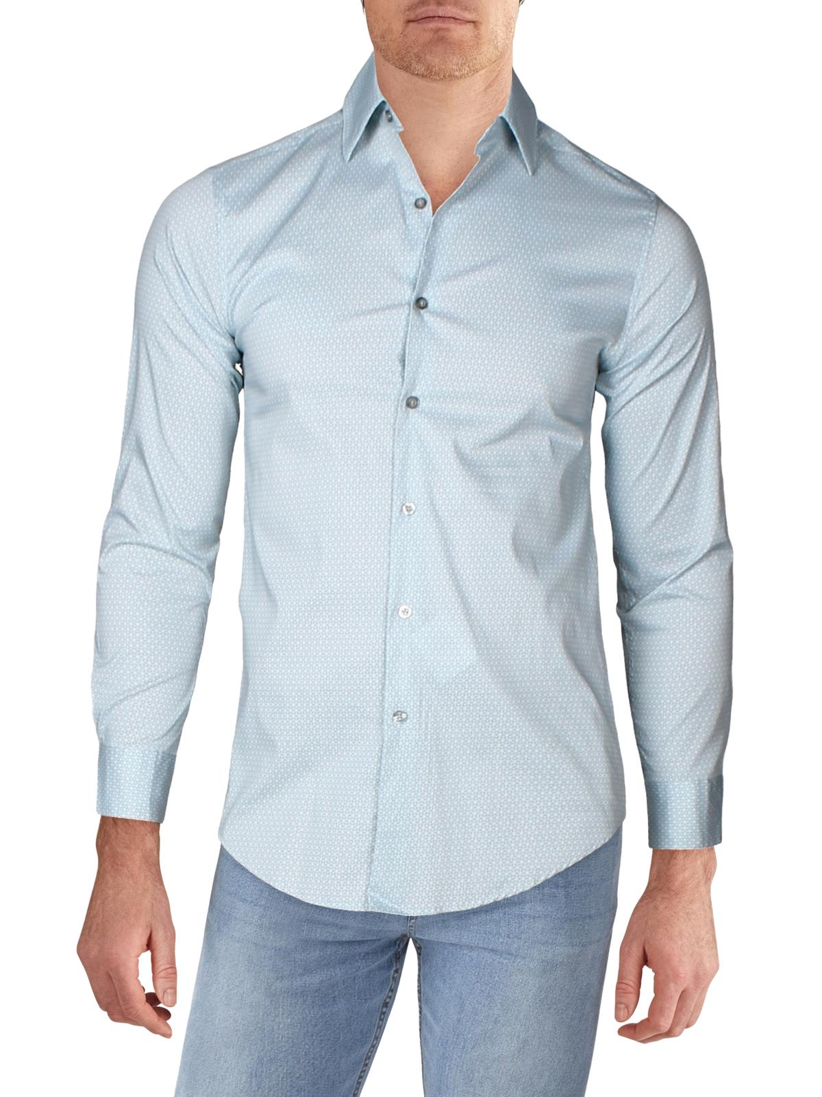 Camisa Alfani Masculina Cube Suit Seprate com Botões Verde - Branco tamanho G