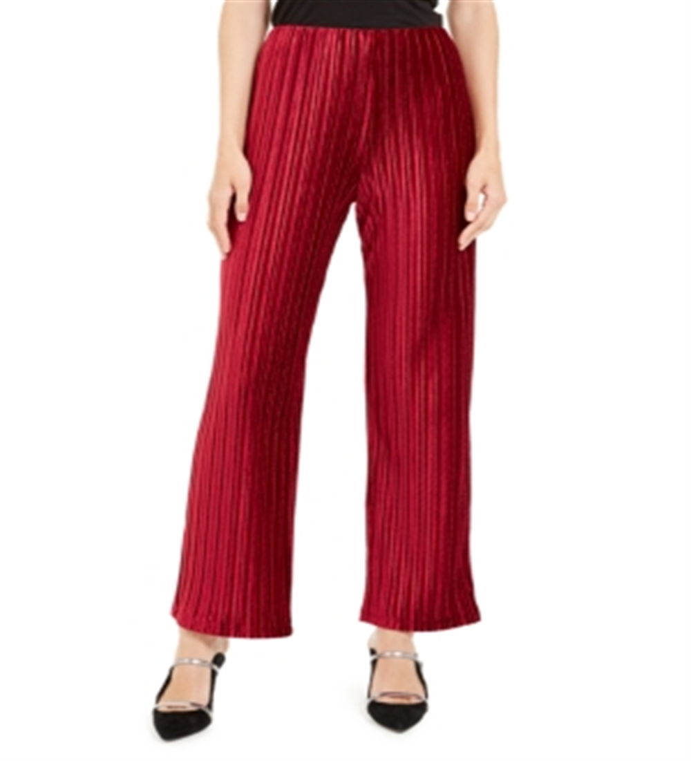 Calça feminina Alfani de veludo plissada vermelha tamanho pequeno