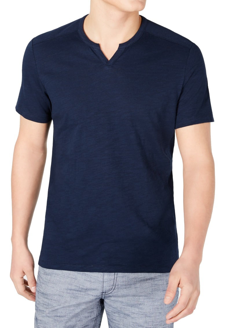 Camiseta masculina canelada com fenda INC International Concepts, azul, tamanho XXL