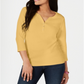 Camisa Henley de algodão feminina Karen Scott, marrom, tamanho pequeno, médio