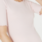 Blusa feminina Maison Jules com decote redondo e manga cotovelo, rosa, tamanho X-S