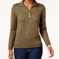 Karen Scott Suéter Feminino Heather Manga Longa Gola Verde Tamanho Pequeno Grande