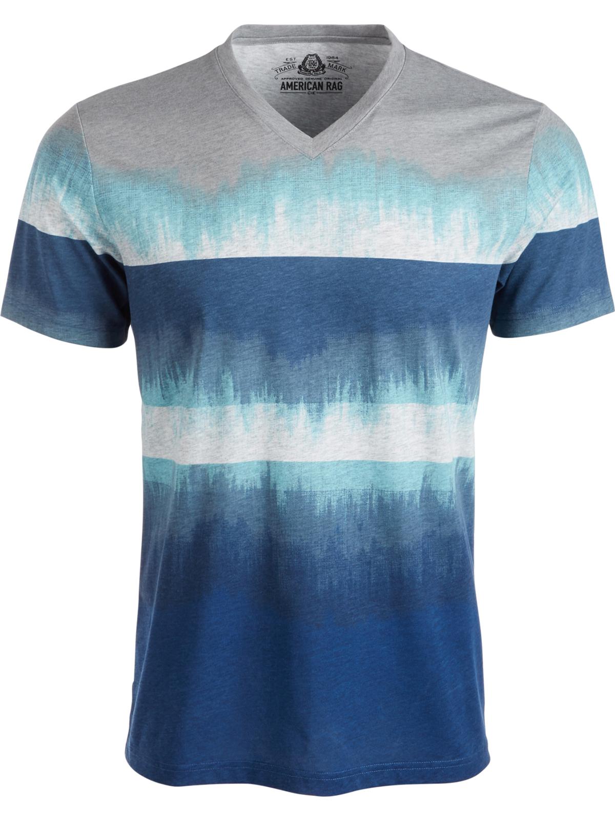 Camiseta masculina American Rag Colorblocked Dip Dyed Azul Tamanho XX-G