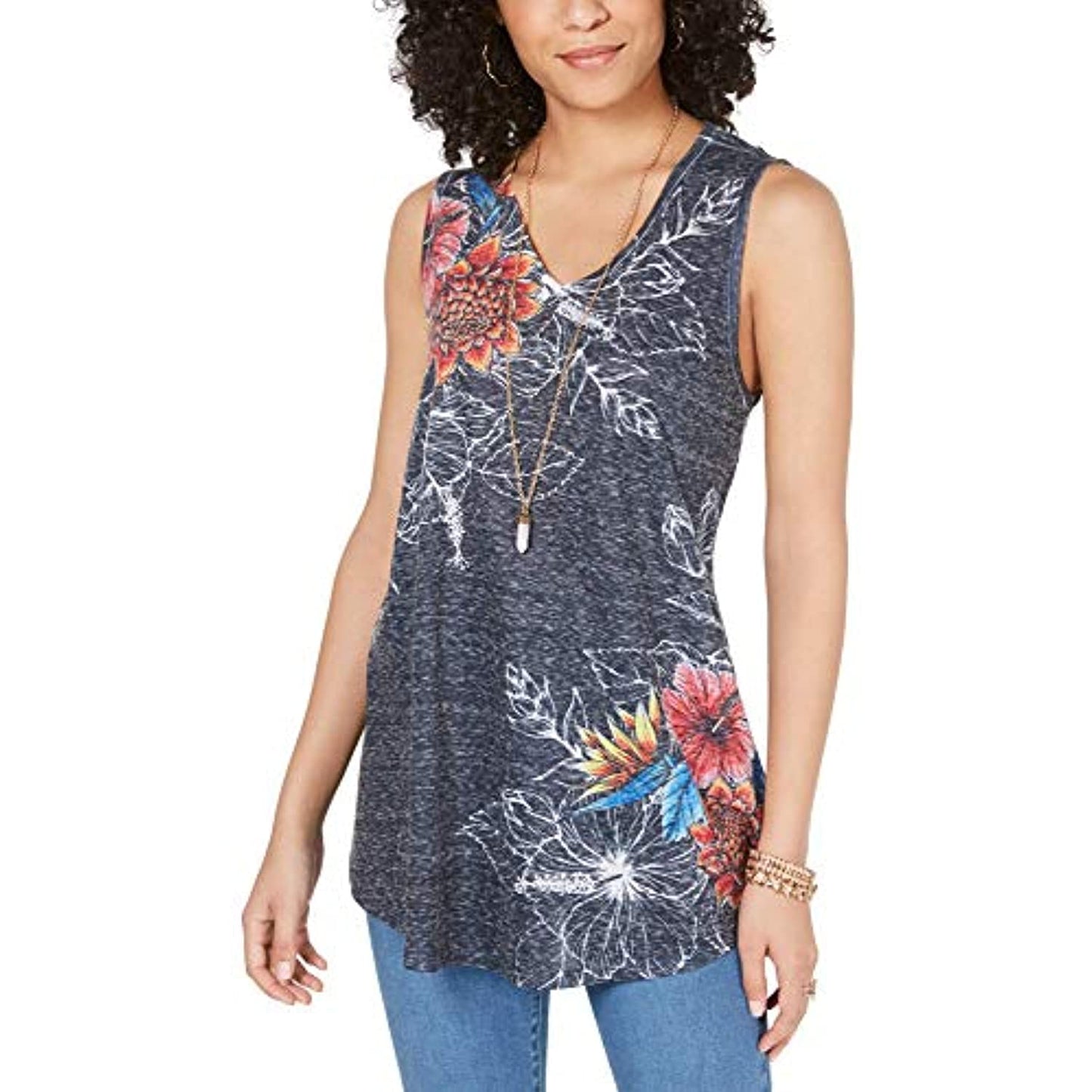 Regata feminina com estampa gráfica Style &amp; Co, marrom, tamanho X-S