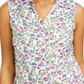 Camisa feminina sem mangas com estampa floral Charter Club, branca, tamanho 14
