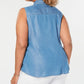 Blusa feminina sem mangas com gola Charter Club, azul, tamanho 18