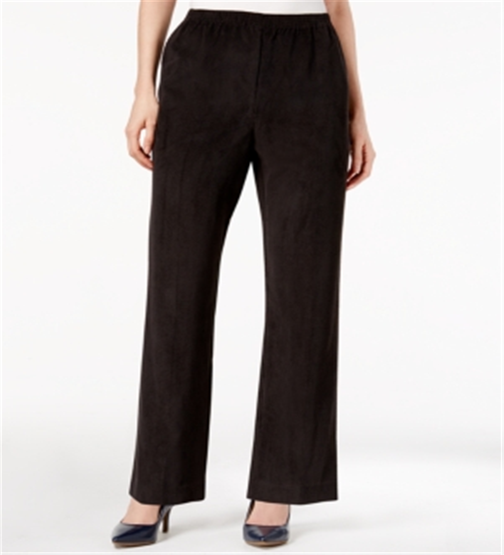 Calça de veludo cotelê Alfred Dunner Classics feminina, preta, tamanho 12