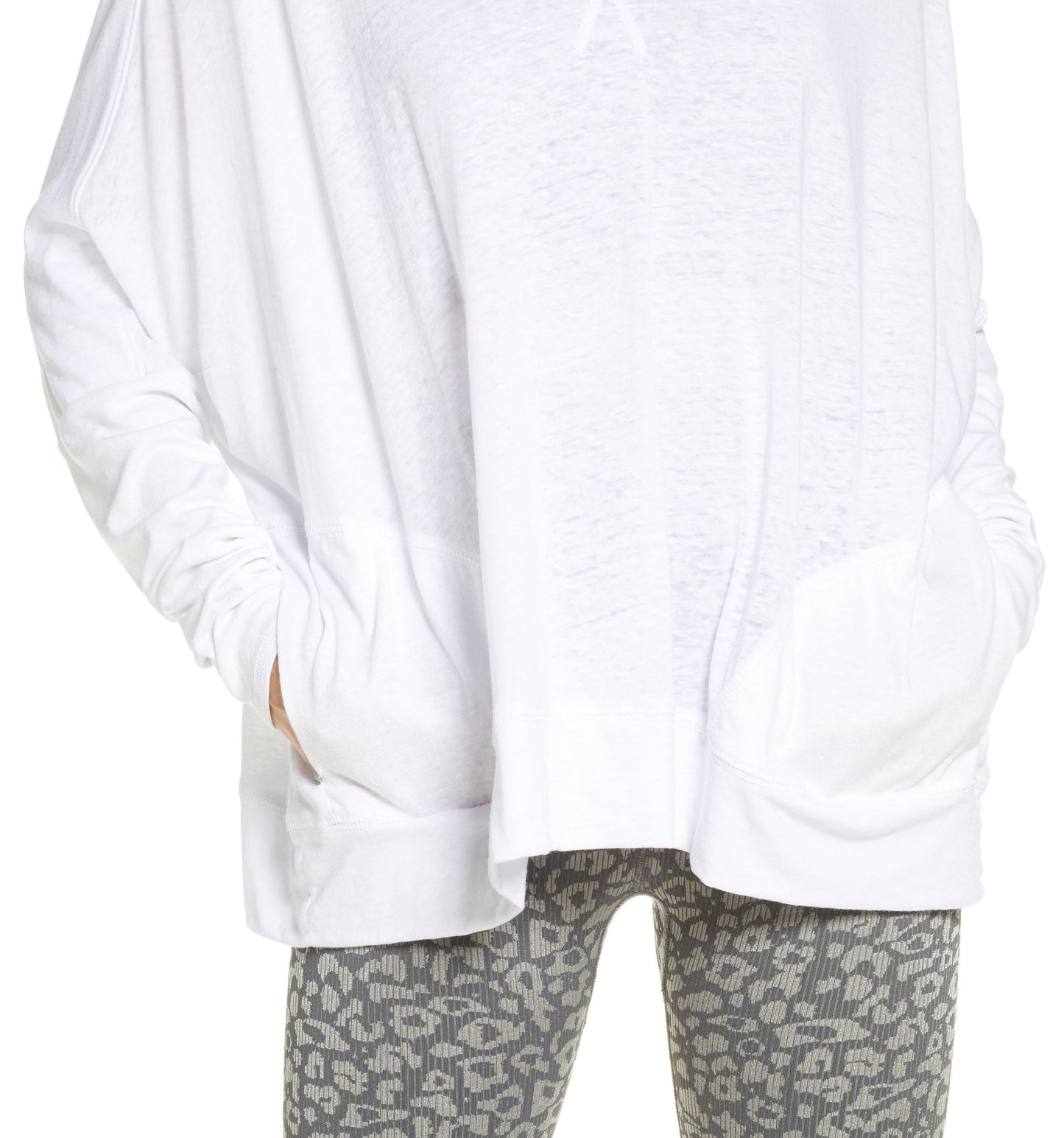 Camiseta feminina manga longa Free People First Choice, branca, tamanho pequeno