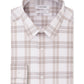 Camisa social masculina Calvin Klein com estampa de logotipo, corte slim, gola elástica, bege, tamanho 32-33