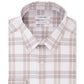 Camisa social masculina Calvin Klein com estampa de logotipo, corte slim, gola elástica, bege, tamanho 32-33