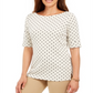 Blusa feminina Karen Scott de bolinhas, tamanho areia, pequena, G