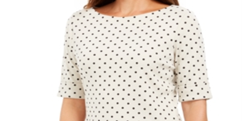 Blusa feminina Karen Scott de bolinhas, tamanho areia, pequena, G