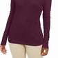 Suéter feminino JM Collection com mangas enfeitadas e decote em V, roxo escuro, tamanho grande