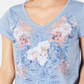 Blusa feminina com estampa gráfica estilo &amp; co, azul, tamanho pequeno, L