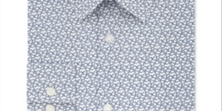 Camisa social masculina Calvin Klein com ajuste extra fino e estampa elástica com regulagem de temperatura, azul-marinho e branco, tamanho GG