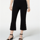 Calça flare feminina JM Collection com acabamento em botões e corte curto, preta, tamanho pequeno G
