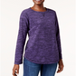 Karen Scott Sport Space Dye Microfleece Top Feminino Rosa Roxo Tamanho Grande
