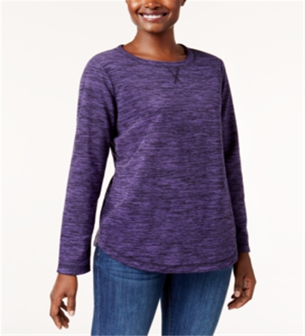 Karen Scott Sport Space Dye Microfleece Top Feminino Rosa Roxo Tamanho Grande