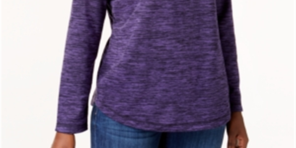Karen Scott Sport Space Dye Microfleece Top Feminino Rosa Roxo Tamanho Grande