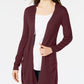 Cardigan longo de malha aberto na frente, vinho, tamanho XX-G, Maison Jules, feminino