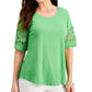 Charter Club Feminino Algodão Renda Top Verde Tamanho X-G