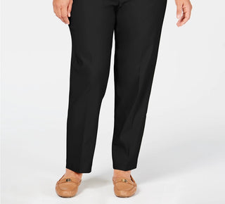 Calça feminina plus size Alfred Dunner Classic Allure Tummy Control, preta, tamanho 22W