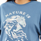 Camiseta feminina plus size de algodão da Mighty Fine, estilo boyfriend, azul, tamanho 3X