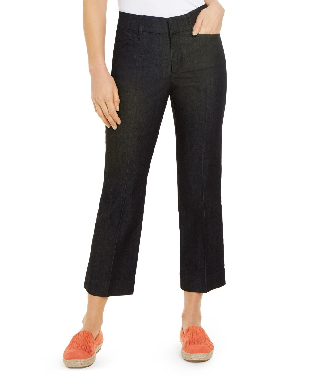 Calça jeans feminina reta e cropped Charter Club, azul, tamanho 14