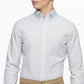 Camisa listrada elástica slim fit masculina Calvin Klein, branca, tamanho extragrande