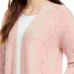 Cardigan Pink Rose Juniors com frente aberta, tamanho grande, vermelho