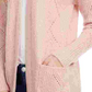 Cardigan Pink Rose Juniors com frente aberta, tamanho grande, vermelho