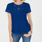 Camiseta feminina de algodão com recorte Charter Club, azul, tamanho pequeno