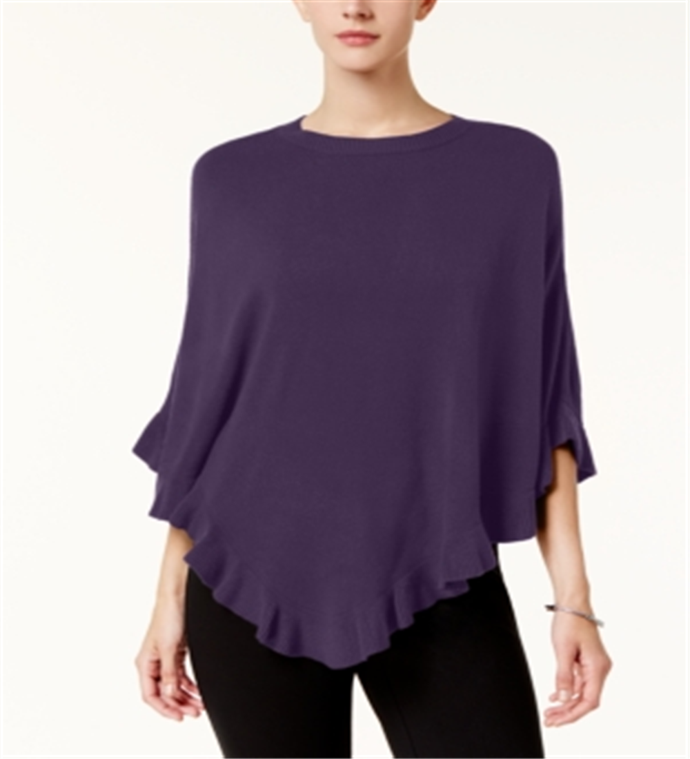 Poncho Karen Scott Luxsoft com babados, feminino, roxo, tamanho pequeno, L