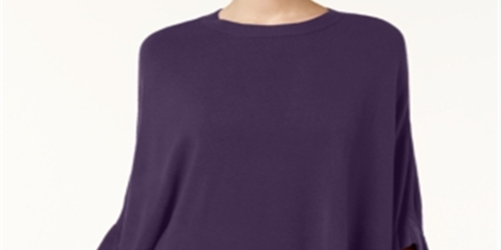 Poncho Karen Scott Luxsoft com babados, feminino, roxo, tamanho pequeno, L
