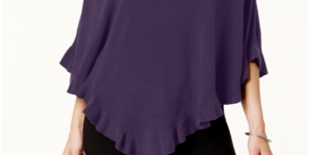 Poncho Karen Scott Luxsoft com babados, feminino, roxo, tamanho pequeno, L