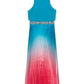 Vestido Charmeuse Plissado Ombre Big Girls Rare Editions Azul Marinho Tamanho 7
