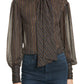 Blusa listrada de lurex manga longa Taylor Rebecca feminina, cor carvão, tamanho 4