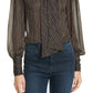 Blusa listrada de lurex manga longa Taylor Rebecca feminina, cor carvão, tamanho 4