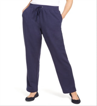 Calça feminina Karen Scott Sport French Terry com acabamento em fita, azul, tamanho 4/27