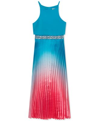 Saia plissada ombré feminina Rare Editions, azul, tamanho 10