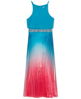 Saia plissada ombré feminina Rare Editions, azul, tamanho 10